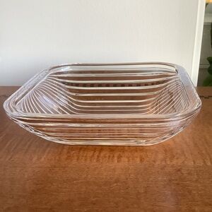 Ribbed Clear Glass Square Serving Bowl